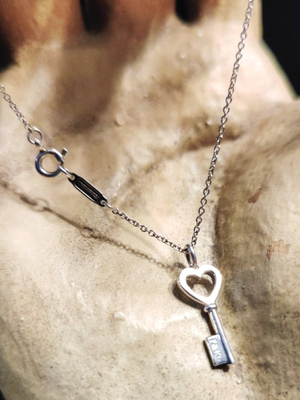 Tiffany & Co. Sterling Silver Mini Heart Key Pendant Necklace, EUC - Picture 5 of 8